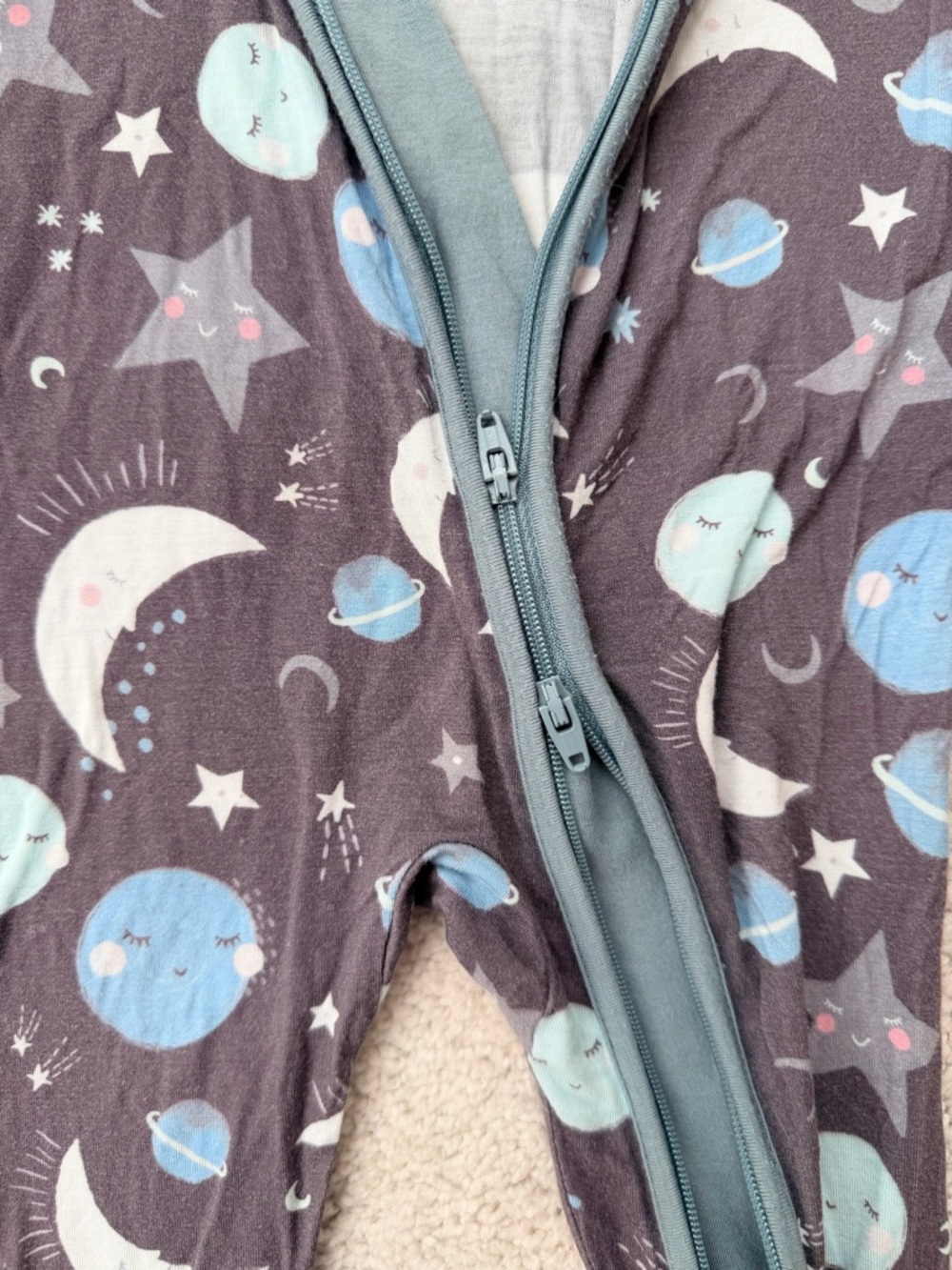 Little Sleepies Gray Moon & Blue Planet Footie - Picture 5 of 12